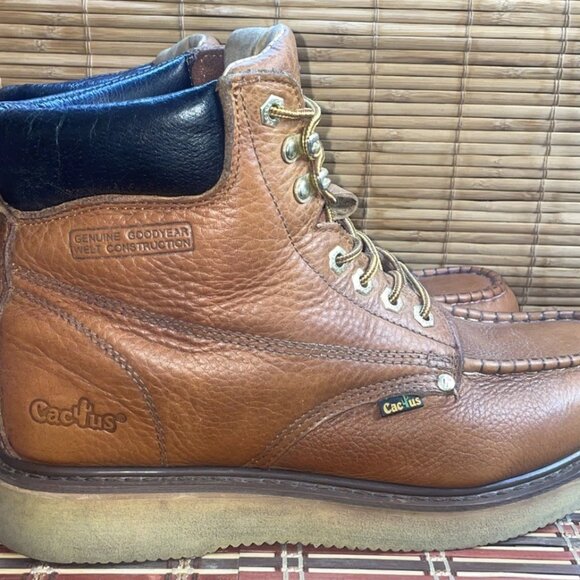 CACTUS 622M Moc-Toe  Men’s Size 12 Tan Goodyear Welt EV Leather Work Boots main image 6